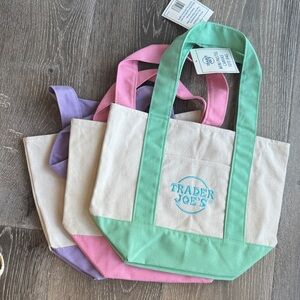 3 Spring Trader Joe's Canvas Mini Tote Bags Set